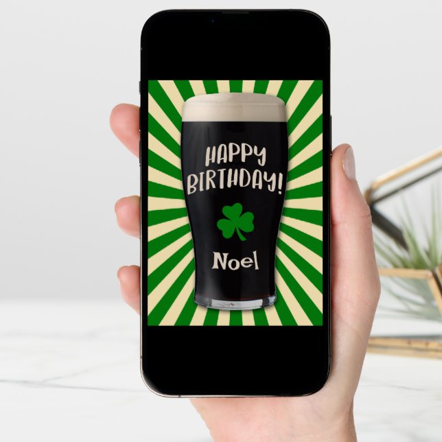 Irish Guinness Pint Happy Birthday Card (Front Digital)