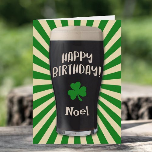Irish Guinness Pint Happy Birthday Card
