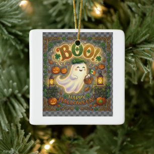 Irish Halloween Ghost Cute Celtic Boo Sp Ceramic Ornament