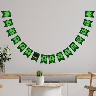 Irish Happy Birthday Green Clover Bunting Flags