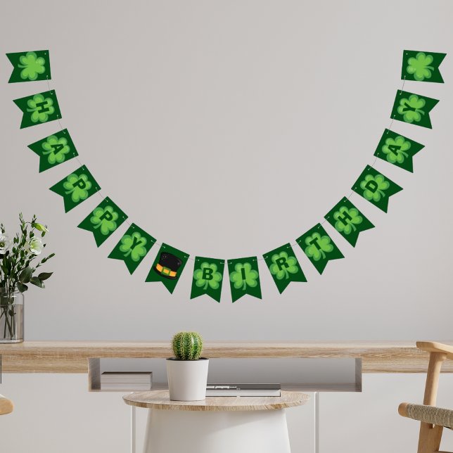 Irish Happy Birthday Green Clover Bunting Flags (Creator Uploaded)