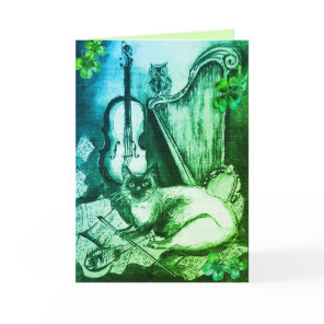 Irish Harp and St.Patrick's Day Cat Making Music Card