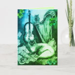 Irish Harp and St.Patrick's Day Cat Making Music Card