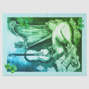 Irish Harp and St.Patrick's Day Cat Making Music Tissue Paper