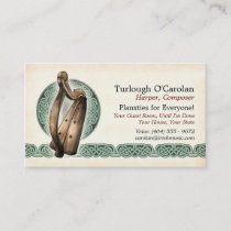 Irish Harp Business Cards, Style 1, Horizontal