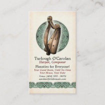 Irish Harp Business Cards, Style 1, Vertical