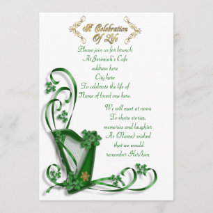 Irish Harp "Celebration of Life" Invitation