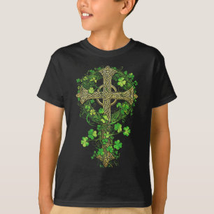Irish Harp Celtic Cross Knot Clover St Shamrock T-Shirt