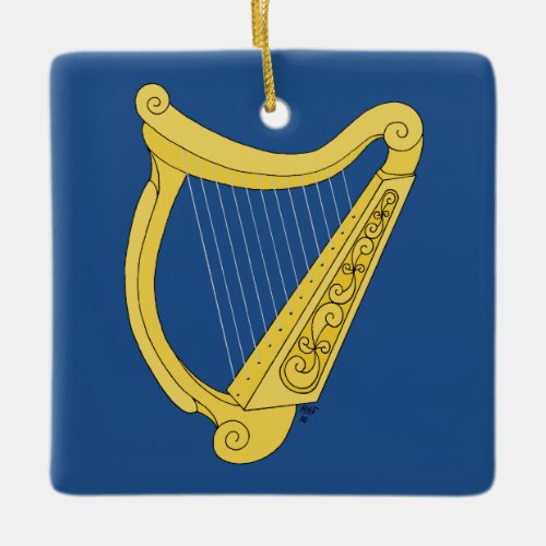 Irish Harp Ceramic Ornament