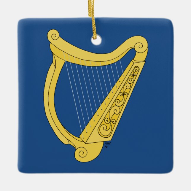 Irish Harp Ceramic Ornament (Front)