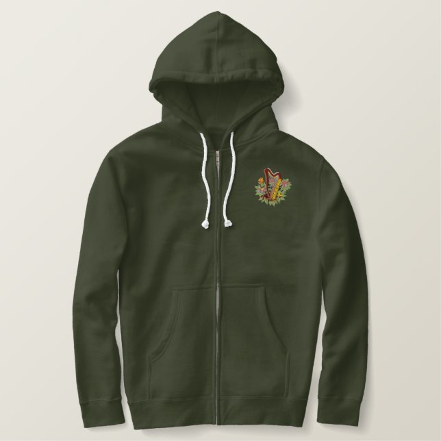 Irish Harp Embroidered Hoodie (Design Front)