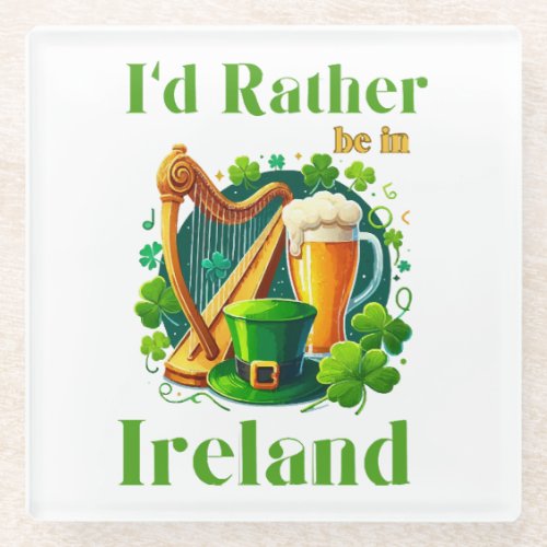 Irish Harp Glass Coaster