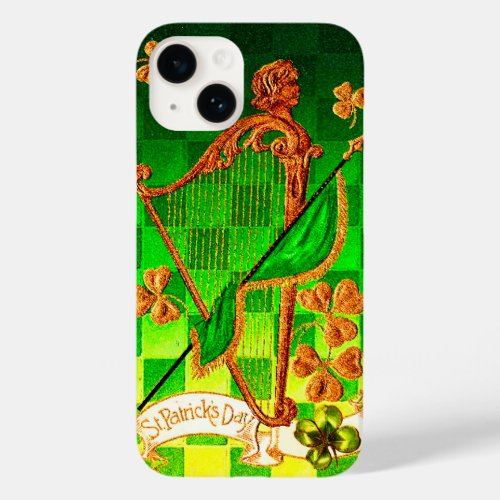 IRISH HARP GREEN GOLD SHAMROCKS St Patricks Day Case_Mate iPhone 14 Case