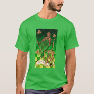 IRISH HARP, GREEN GOLD SHAMROCKS St Patrick's Day T-Shirt