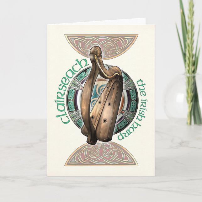 Irish Harp Greeting Card (Front)
