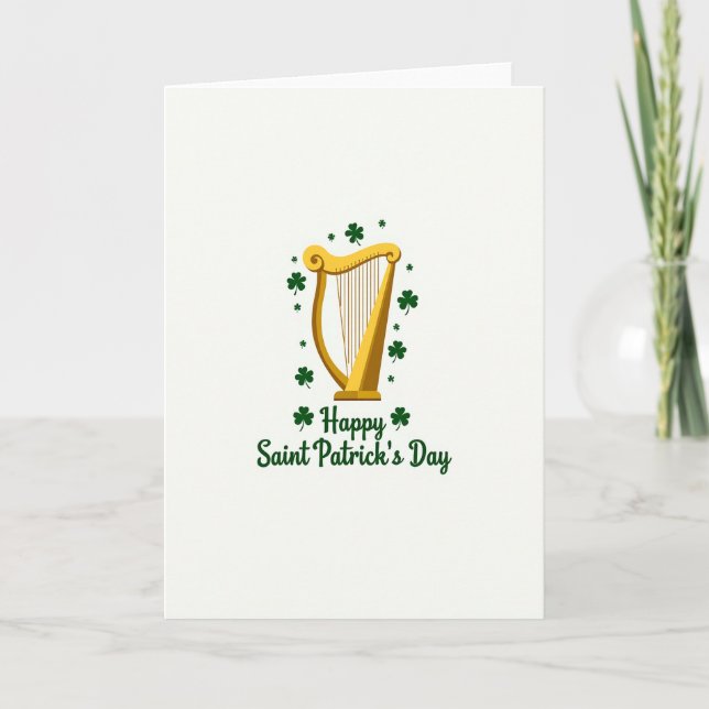 Irish Harp Happy Day Card (Front)