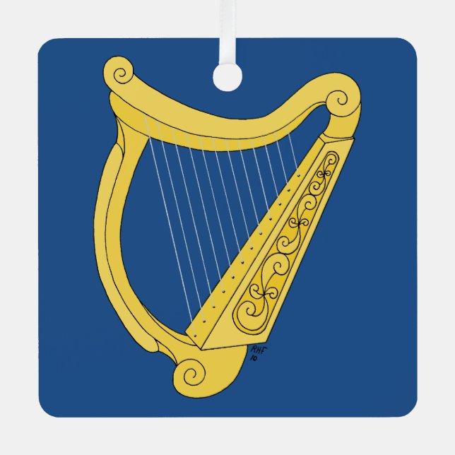 Irish Harp Metal Ornament (Front)