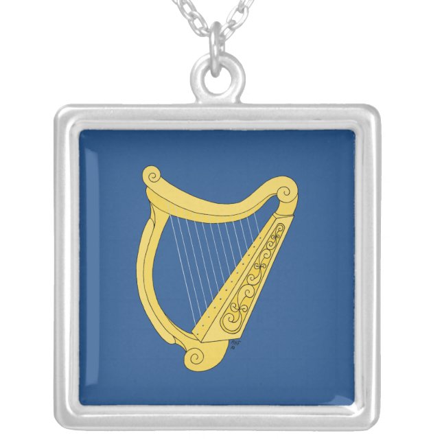 Irish Harp Silver Plated Necklace (Front)