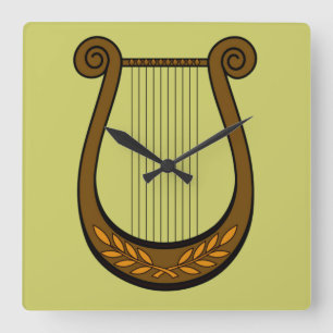 Irish Harp Square Wall Clock