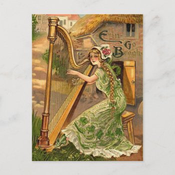 Irish Harp St. Patrick's Day Postcards by golden_oldies at Zazzle