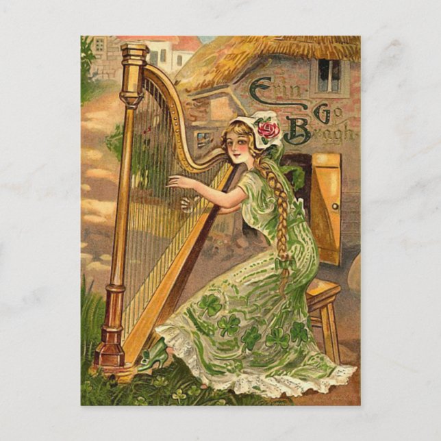 Irish Harp St. Patrick's Day Postcards (Front)