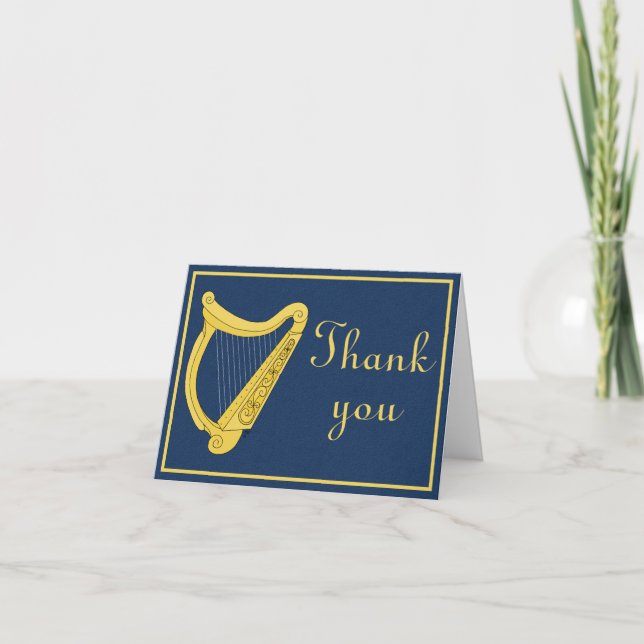 Irish Harp Thank You Card (Front)