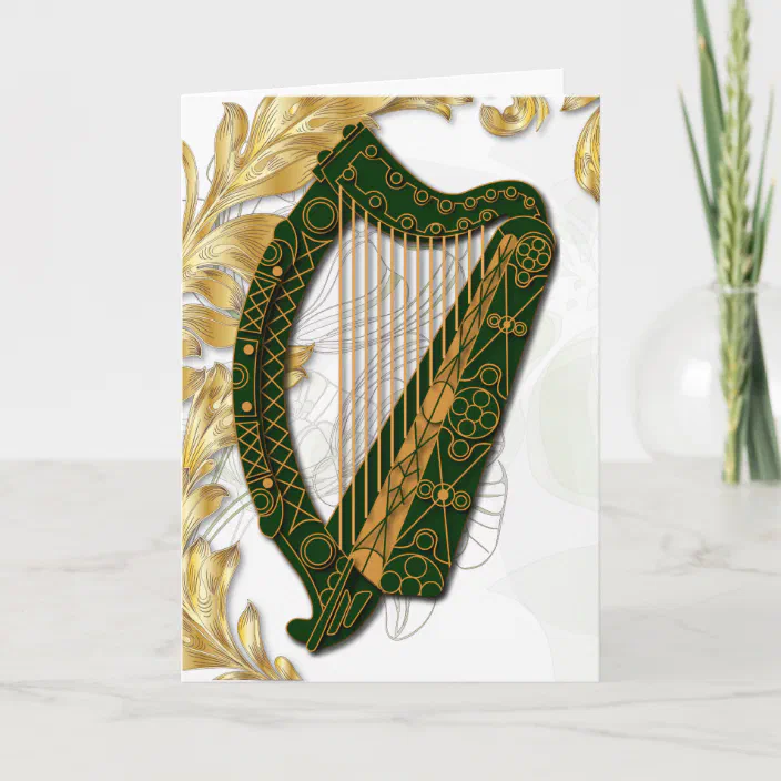 St Patrick's Day Golden Harp Irish Blessing St Patrick's GIFT Celtic Harp 