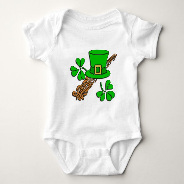 Irish Hat and Shamrocks Baby Bodysuit (Front)