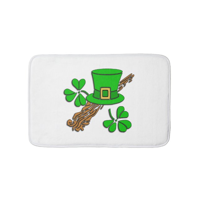 Irish Hat and Shamrocks Bath Mat (Front)