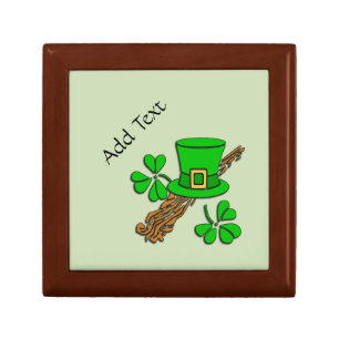 Irish Hat and Shamrocks Keepsake Box