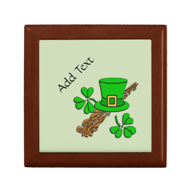 Irish Hat and Shamrocks Keepsake Box (Front)