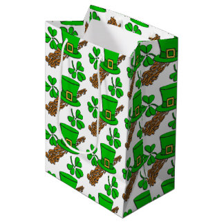 Irish Hat and Shamrocks Medium Gift Bag