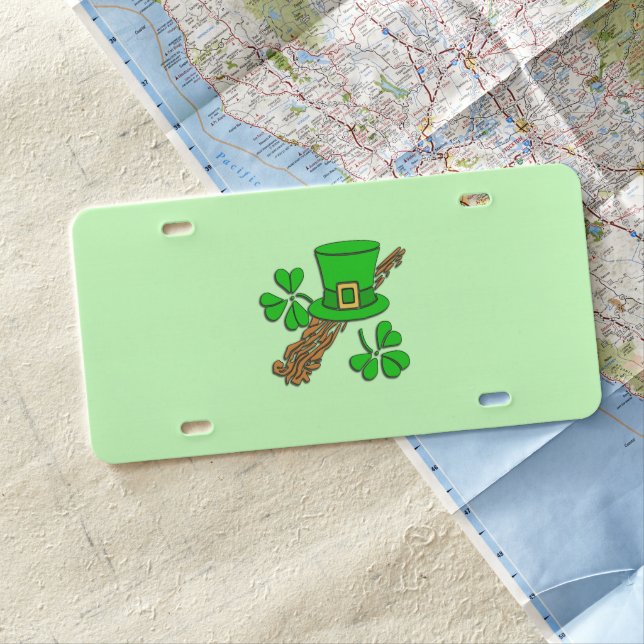 Irish Hat Green License Plate (In Situ)