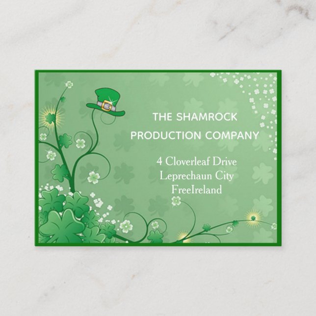Irish hat, shamrock business card (Front)