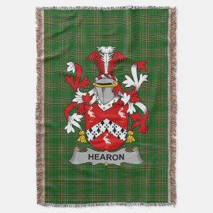 Irish Hearon or Hearn Coat of Arms Family Crest I Throw Blanket