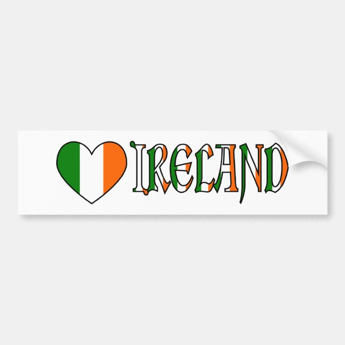 Irish Heart Flag & Word Ireland Bumper Stickers