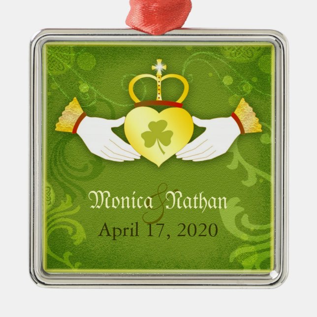 Irish Heart Wedding Keepsake for Newlyweds Metal Ornament (Front)