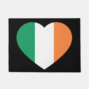 Irish Heartflag on black dmcnt Doormat