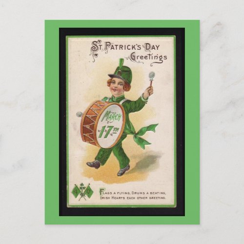 Irish Hearts Greeting St Patricks Day Vintage Postcard