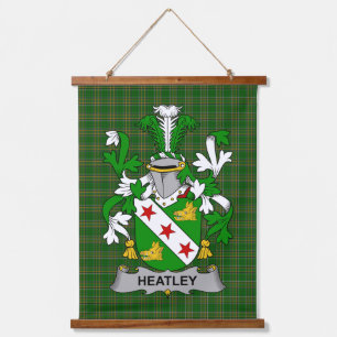 Irish Heatley Coat of Arms Family Crest Hanging Tapestry