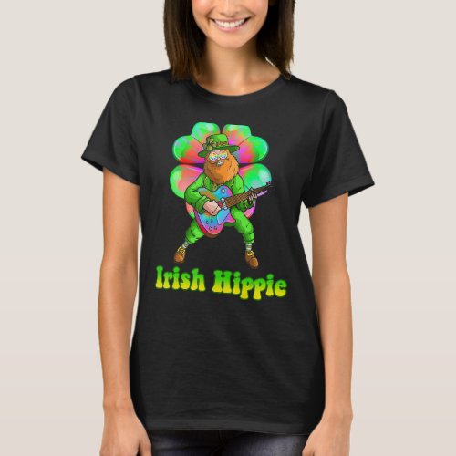 Irish Hippie Guitarist Leprechaun St Patricks Day  T_Shirt