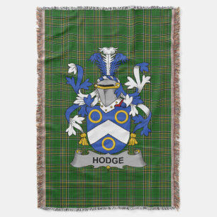 Irish Hodge Coat of Arms Family Crest Ireland Throw Blanket