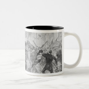 Irish Home Rule Riots in Glasgow, c.1880s Two-Tone Coffee Mug