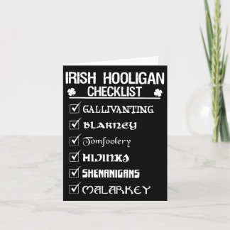 Irish Hooligan Checklist Shenanigan Malarkey St Pa Card