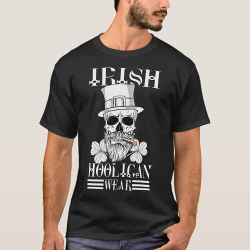 Irish Hooligan Wear St Patricks Day Sugar Skull T_Shirt