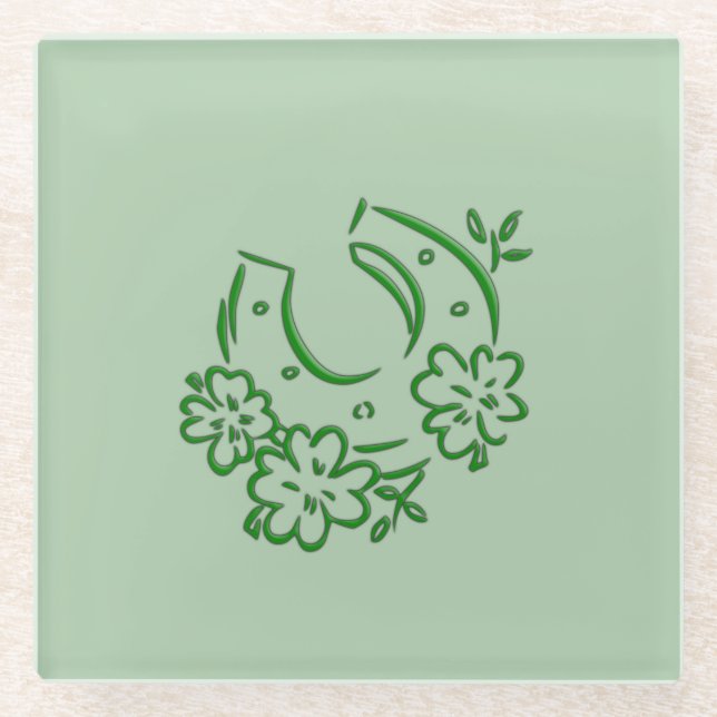 Irish Horseshoe Glass Coaster (Front)