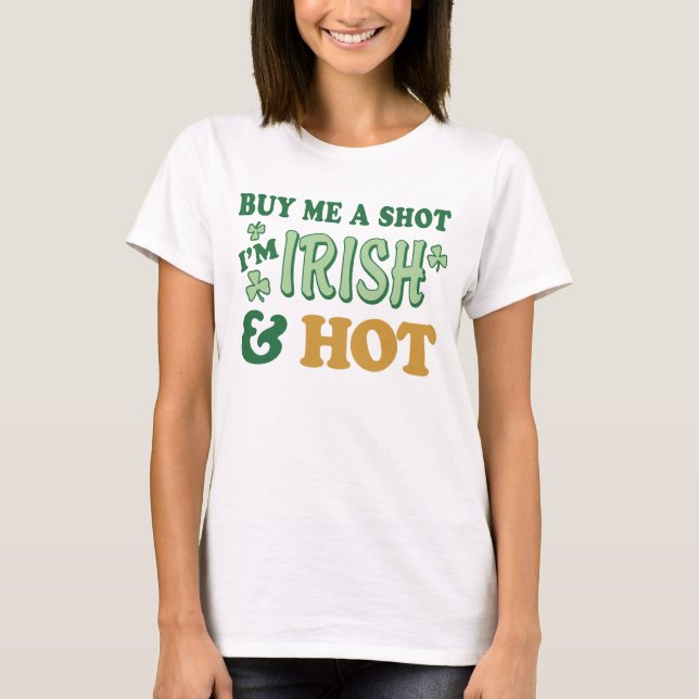 Irish & Hot St. Patrick's Day Ladies Spaghetti Top (Front)