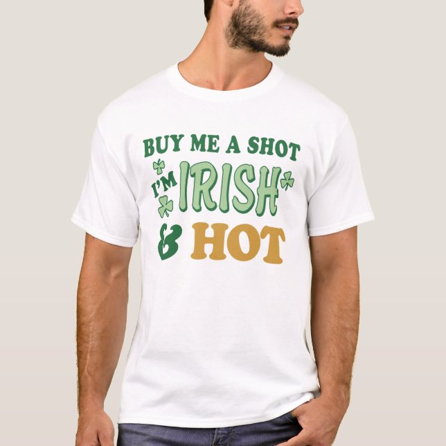 Irish & Hot St. Patrick's Day Melange Ringer Tee (Front)