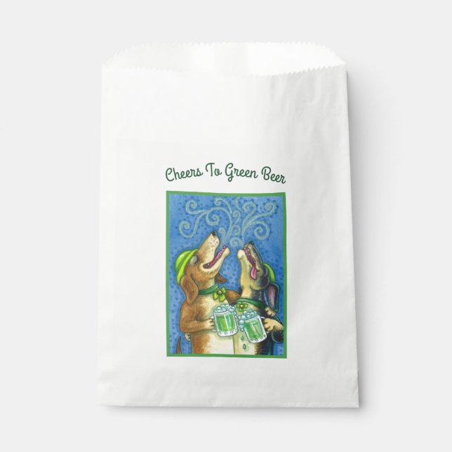 IRISH HOUND DOGS, ST. PATRICK'S DAY GREEN BEER FAVOR BAG (Front)