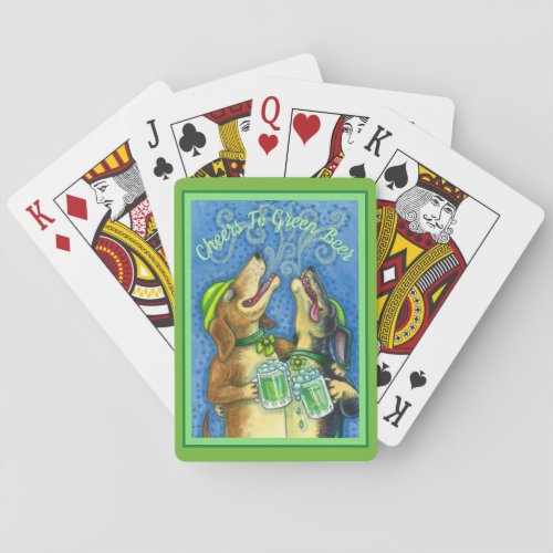 IRISH HOUND DOGS ST PATRICKS DAY GREEN BEER PLAYING CARDS